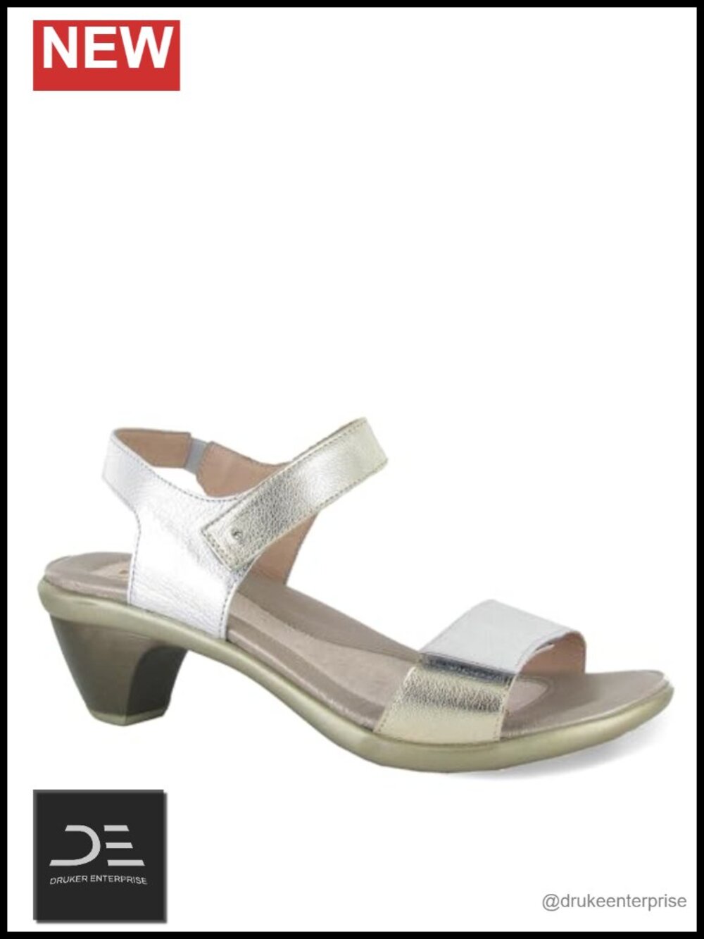 Women's Leather Slingback Sandals Hook-and-Loop Closure Mid-Heel Comfort Walking